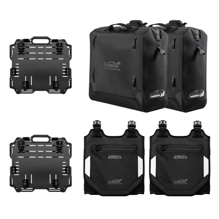 Loboo Coppia di Valigie Laterali Airbag per Moto Alps 30 L + 30 L con Supporti e Antifurto - immagine 2