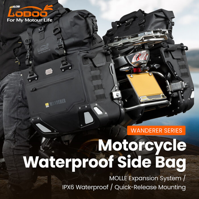 Loboo Coppia di Valigie Laterali Impermeabili a Rilascio Rapido Wanderer 30 L + 40 L - immagine 7