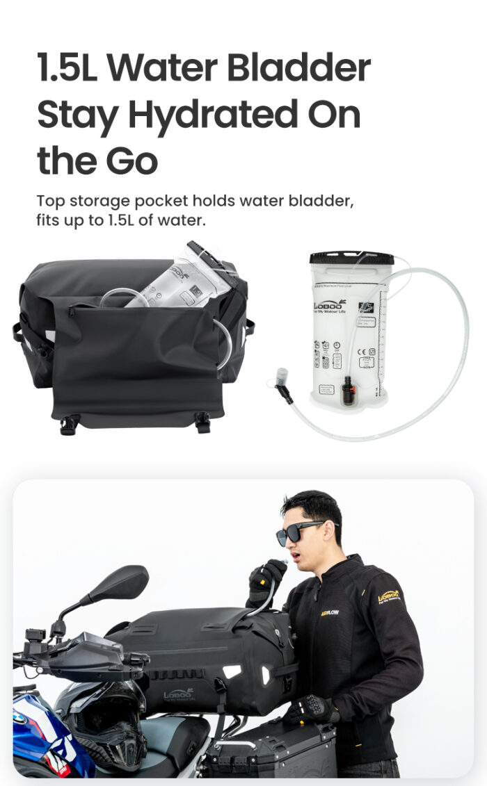 Loboo Borsa Moto Impermeabile IPX7 Posteriore Alps 46 L. Sacca idrica inclusa. - immagine 11